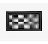 DEMLOU Black Metal Air Vent Grille RAL 9005 33 x 18 cm Rectangular - Perforated Galvanised Steel Vent Cover, Powder-Coated Textured Finish, Fireplace Heat Diffuser, Convection Ventilation Grid.