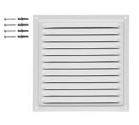 DEMLOU - Square Aluminium Louvre Air Ventilation Grille 20 x 20 cm White RAL 9016 with Mesh - Powder Coated Wall or Door Air Vent for Indoor or Outdoor Use.