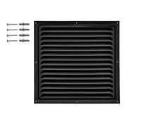 DEMLOU - Square Aluminium Louvre Air Ventilation Grille 30 x 30 cm Black RAL 9005 with Mesh - Powder Coated Wall or Door Air Vent for Indoor or Outdoor Use.