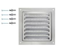 DEMLOU - Square Anodised Aluminium Louvre Air Ventilation Grille 12,5 x 12,5 cm with Mesh - Wall or Door Air Vent for Indoor or Outdoor Use.