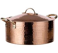 DEMMEX 1.2MM Thick Hammered Copper Soup Pot Casserole Pan Dish Dutch Oven, 4 Quarts (9" x 4")