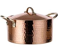 DEMMEX 1.2MM Thick Hammered Copper Soup Pot Stew Pan Casserole Dish, 3 Quarts (7.8" x 4")