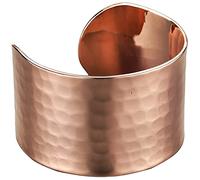 DEMMEX 1.5mm Thick High Gauge Solid Hammered Copper Cuff Bracelet for Women, Pure Uncoated Copper Wide Bracelet, Non-Magnetic, Adjustable, Wooden Gift Box, Handcrafted in Turkey, 4cm Width