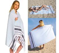 DEMMEX 100% Turkish Cotton Beach Towel - Oversized, Quick Dry, Sand Free, Compact, Thin, Lightweight - Turkish Hammam Peshtemal Beach Towel Blanket, Prewashed, 180x90cm (Aqua Mint-Black)