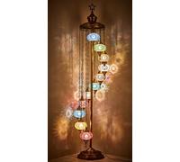 DEMMEX 11 Globe Turkish Moroccan Mosaic Floor Lamp - 210 cm Tall Tiffany Style Standing Boho Lamp for Living Room, Bedroom & Entryway - Handmade in Turkey, Colorburst