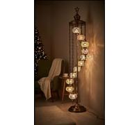 DEMMEX 11 Globe Turkish Moroccan Mosaic Floor Lamp - 210 cm Tall Tiffany Style Standing Boho Lamp for Living Room, Bedroom & Entryway - Handmade in Turkey, Multi-Color