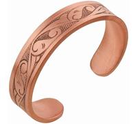 DEMMEX 3mm Solid Copper Engraved Cuff Bracelet - Handmade Adjustable Unisex Bangle, Matte Finish (S/M - Wrist 18-21cm)
