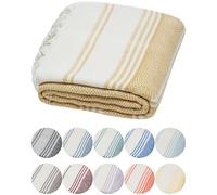 DEMMEX Certified 100% Organic Turkish Cotton Beach and Bath Towel - Hammam Peshtemal Towel, Blanket - Oversized, Quick Dry, Sand Free, Compact -Diamond Weave, Prewashed, Made in Turkey, 180x90 Mustard