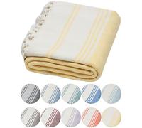 DEMMEX Certified 100% Organic Turkish Cotton Beach and Bath Towel - Hammam Peshtemal Towel, Blanket - Oversized, Quick Dry, Sand Free, Compact -Diamond Weave, Prewashed, Made in Turkey, 180x90, Lemon