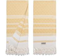 DEMMEX Certified Organic & OEKO-TEX Turkish Cotton Hand Towels - Set of 2, Quick Dry, Absorbent for Bathroom, Kitchen, Travel - Soft Diamond Weave, Prewashed,46x92cm, (Mustard)