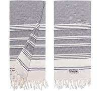 DEMMEX Certified Organic & OEKO-TEX Turkish Cotton Hand Towels - Set of 2, Quick Dry, Absorbent for Bathroom, Kitchen, Travel - Soft Diamond Weave, Prewashed,46x92cm, Dark Grey