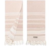 DEMMEX Certified Organic & OEKO-TEX Turkish Cotton Hand Towels - Set of 2, Quick Dry, Absorbent for Bathroom, Kitchen, Travel - Soft Diamond Weave, Prewashed, 46X92cm (Beige)