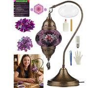 DEMMEX DIY Turkish Mosaic Lamp Making Kit - No Grout/Plaster Needed - Complete Mosaic Art & Craft Project Kit for Adults & Teens - Make Your Own Lamp - Fun, Easy, No Experience Required (Purple)