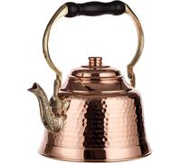 DEMMEX Handmade 1.5L Solid Copper Teapot - Thick 1mm Stovetop Kettle with Lid, Traditional Turkish Copper Teapot for Gas Hob, Hammered