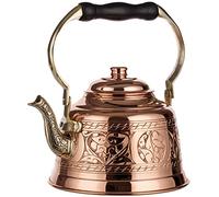 DEMMEX Handmade 1.5L Solid Copper Teapot - Thick 1mm Stovetop Kettle with Lid, Traditional Turkish Copper Teapot for Gas Hob, Engraved