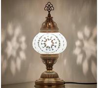 DEMMEX Handmade Colorful Mosaic Glass Table Desk Bedside Lamp Lampshade with Antique Brass Base, Small 11.8x5.5 in. (Live in The Moment)
