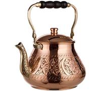 DEMMEX Large Copper Teapot, 1mm Thick, Engraved, Handcrafted in Turkey, 3.1 Quarts (2.9L)