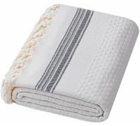 DEMMEX Luxury Waffle 'Cotton Bubbles' Turkish Bath Towel - 100% Oeko-TEX Certified Turkish Cotton - Ultra Soft & Quick-Dry Lightweight Bathroom Peshtemal Bath Sheet - 70x40 Inches (White-Black)