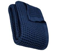 DEMMEX Organic Cotton Waffle Weave Turkish Bath Towel - Ultra Soft Lightweight Quick Dry, Oeko-Tex Certified, 100% Turkish Cotton (Navy Blue, Large (60x30))