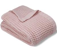 DEMMEX Organic Cotton Waffle Weave Turkish Bath Towel - Ultra Soft Lightweight Quick Dry, Oeko-Tex Certified, 100% Turkish Cotton (Powder Pink, Large (60x30))