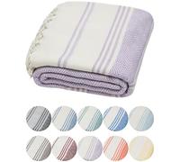 DEMMEX Organic Turkish Cotton Beach Bath Hammam Towel - Quick-Dry, Lightweight, Compact, Sand-Free Beach Towel & Blanket - Luxury Bathroom & Hammam Towel, OEKO-TEX Certified, 180x90cm, Lavender
