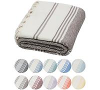 DEMMEX Organic Turkish Cotton Beach Bath Hammam Towel - Quick-Dry, Lightweight, Compact, Sand-Free Beach Towel & Blanket - Luxury Bathroom & Hammam Towel Peshtemal, OEKO-TEX Certified, 180x90cm, Brown