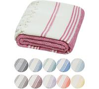 DEMMEX Organic Turkish Cotton Beach Bath Hammam Towel - Quick-Dry, Lightweight, Compact, Sand-Free Beach Towel & Blanket - Luxury Bathroom & Hammam Towel, OEKO-TEX Certified, 180x90cm, Fuchsia