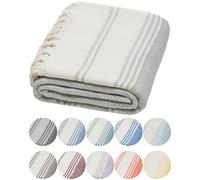DEMMEX Organic Turkish Cotton Beach Bath Hammam Towel - Quick-Dry, Lightweight, Compact, Sand-Free Beach Towel & Blanket - Luxury Bathroom & Hammam Towel Peshtemal, OEKO-TEX Certified, 180x90cm, Grey