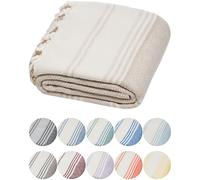 DEMMEX Organic Turkish Cotton Beach Bath Hammam Towel - Quick-Dry, Lightweight, Compact, Sand-Free Beach Towel & Blanket - Luxury Bathroom & Hammam Towel Peshtemal, OEKO-TEX Certified, 180x90cm, Beige