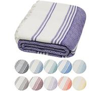 DEMMEX Organic Turkish Cotton Beach Bath Hammam Towel - Quick-Dry, Lightweight, Compact, Sand-Free Beach Towel & Blanket - Luxury Bathroom & Hammam Towel, OEKO-TEX Certified, 180x90cm, Purple