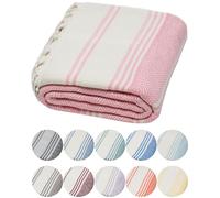 DEMMEX Organic Turkish Cotton Beach Bath Hammam Towel - Quick-Dry, Lightweight, Sand-Free Beach Towel & Blanket - Luxury Bathroom & Hammam Towel Peshtemal, OEKO-TEX Certified, 180x90cm, Pink