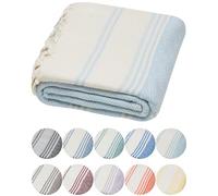 DEMMEX Organic Turkish Cotton Beach Bath Hammam Towel - Quick-Dry, Lightweight, Sand-Free Beach Towel & Blanket - Luxury Bathroom & Hammam Towel Peshtemal, OEKO-TEX Certified, 180x90cm, Sky Blue