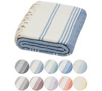 DEMMEX Organic Turkish Cotton Beach Bath Hammam Towel - Quick-Dry, Lightweight, Sand-Free Beach Towel & Blanket - Luxury Bathroom & Hammam Towel Peshtemal, OEKO-TEX Certified, 180x90cm, Denim Blue