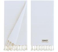 DEMMEX Organic Turkish Cotton Hand Towels Set of 2, Quick Dry Soft Diamond Weave, Absorbent Prewashed OEKO-TEX Bathroom Kitchen Towels 45x90cm (Vintage White)
