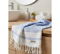DEMMEX Organic Turkish Cotton Hand Towels Set of 2, Quick Dry Soft Diamond Weave, Absorbent Prewashed OEKO-TEX Bathroom Kitchen Towels 45x90cm (Denim Blue)