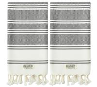 DEMMEX Organic Turkish Cotton Hand Towels Set of 2, Quick Dry Soft Diamond Weave, Absorbent Prewashed OEKO-TEX Bathroom Kitchen Towels 45x90cm (Dark Grey)