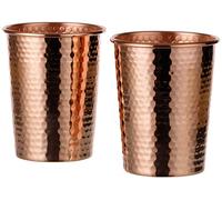 DEMMEX (Set of 2) 2021 Stunning 1mm Thickest Solid Unlined Uncoated Hammered Copper Water Moscow Mule Tumbler, 18 Ounces