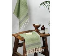 DEMMEX Set of 2 Micro Waffle Turkish Hand Towels for Bathroom and Kitchen - 100% Oeko-TEX Certified Cotton - Luxury, Ultra-Soft Cotton Bubbles Texture, Prewashed, 18x32'' (Khaki)
