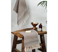 DEMMEX Set of 2 Micro Waffle Turkish Hand Towels for Bathroom and Kitchen - 100% Oeko-TEX Certified Cotton - Luxury, Ultra-Soft Cotton Bubbles Texture, Prewashed, 18x32'' (Brown)