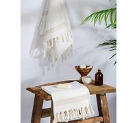 DEMMEX Set of 2 Micro Waffle Turkish Hand Towels for Bathroom and Kitchen - 100% Oeko-TEX Certified Cotton - Luxury, Ultra-Soft Cotton Bubbles Texture, Prewashed, 18x32'', White-Beige