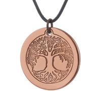 DEMMEX Solid Copper Tree of Life Necklace, 2.5mm Thick Copper, Uncoated Pure Copper Pendant Necklace for Stress Anxiety Mood, Unisex, Handmade, Round, 1.5 Inches, 1.5 Inches, Cuivre, No Gemstone