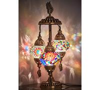 DEMMEX Stunning 3 Globe Turkish Moroccan Bohemian Table Desk Bedside Night Lamp Light Lampshade, 21 Inches (Gift Me)