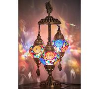 DEMMEX Stunning 3 Globe Turkish Moroccan Bohemian Table Desk Bedside Night Lamp Light Lampshade, 21 Inches (Multicolour)