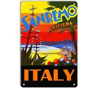 DEMNREG Metal Tin Sign San Remo Italy Travel Poster Wall Decor Funny for Home Kitchen Bar Pub Man Cafe Room Garage Vintage Retro Plaque 8x12 Inch