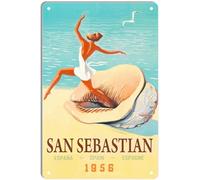 DEMNREG Metal Tin Sign San Sebastian Travel Poster Wall Decor Funny for Home Kitchen Bar Pub Man Cafe Room Garage Vintage Retro Plaque 8x12 Inch