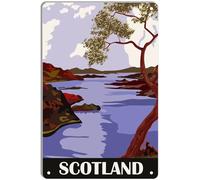 DEMNREG Metal Tin Sign Scotland Travel Poster Wall Decor Funny for Home Kitchen Bar Pub Man Cafe Room Garage Vintage Retro Plaque 8x12 Inch