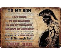 DEMNREG Metal Tin Sign Viking Warrior Wall Art To My Son Poster Wall Decor Funny for Home Kitchen Bar Pub Man Cafe Room Garage Vintage Retro Plaque 12x16 Inch