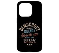 Democracy Dies Speak Up Retro Case for iPhone 15 Pro