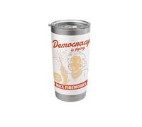 Democracy Dying Fireworks Ironic Political Art Stainless Steel Insulated Tumbler