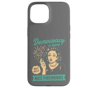 Democracy Dying Fireworks Political Satire Design Case for iPhone 15